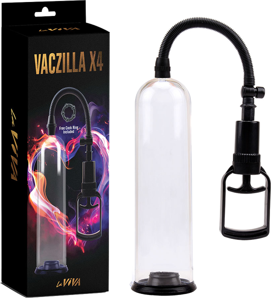 La Viva Vaczilla X4 TPR Chamber Sleeve Penis Pump 7" Cylinder + Quick Release Valve