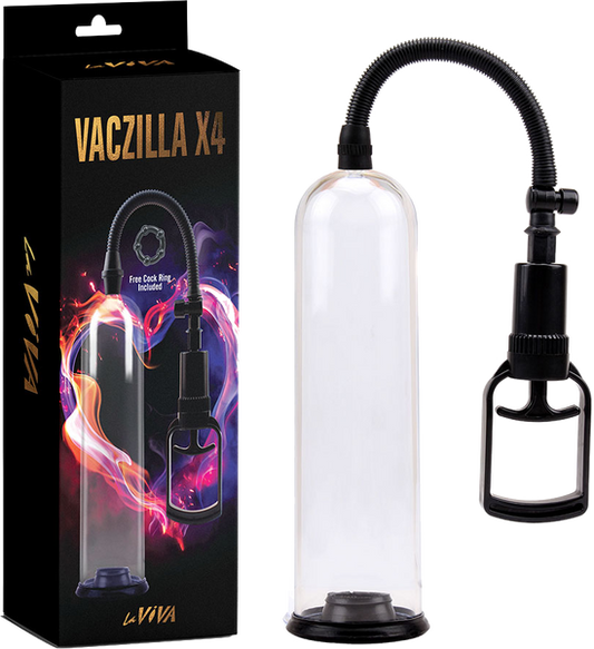 La Viva Vaczilla X4 TPR Chamber Sleeve Penis Pump 7" Cylinder + Quick Release Valve