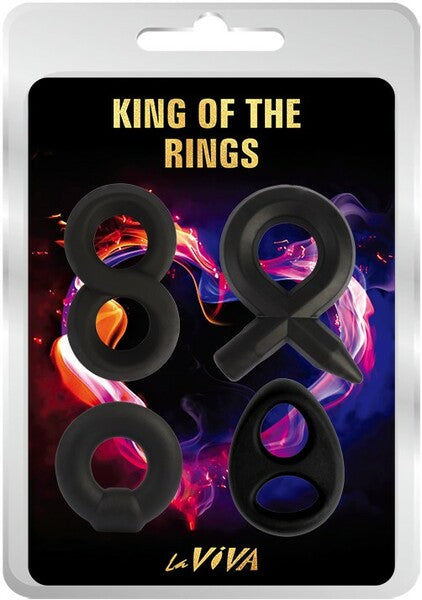 La Viva King of the Rings Cock Ring Black - 4 Piece Set