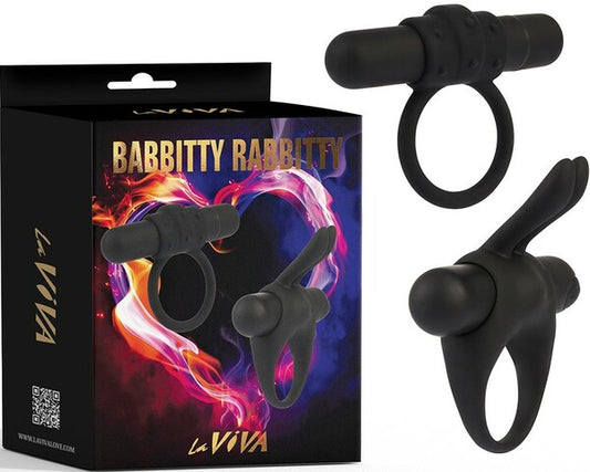 La Viva Babbitty Rabbitty Cock Ring Black - 2 Piece Set