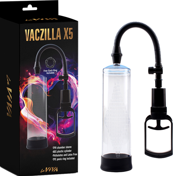 La Viva Vaczilla X5 TPR Chamber Sleeve Penis Pump 7.9" Cylinder + Quick Release