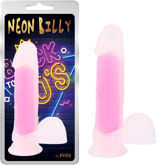 La Viva Neon Billy Dildo Dong w Suction Cup Glow Pink