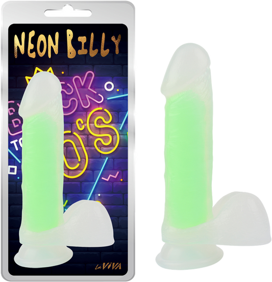 La Viva Neon Billy Dildo Dong w Suction Cup Glow Green