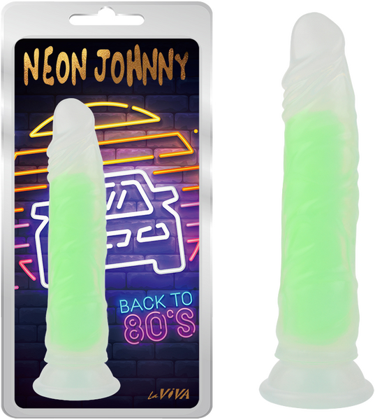 La Viva Neon Johnny Dildo Dong w Suction Cup Glow Green