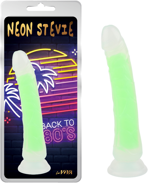 La Viva Neon Stevie Dildo Dong w Suction Cup Glow Green