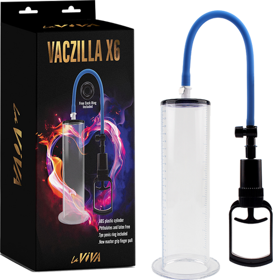 La Viva Vaczilla X6 TPR Chamber Sleeve Penis Pump 7.9" Cylinder + Quick Release