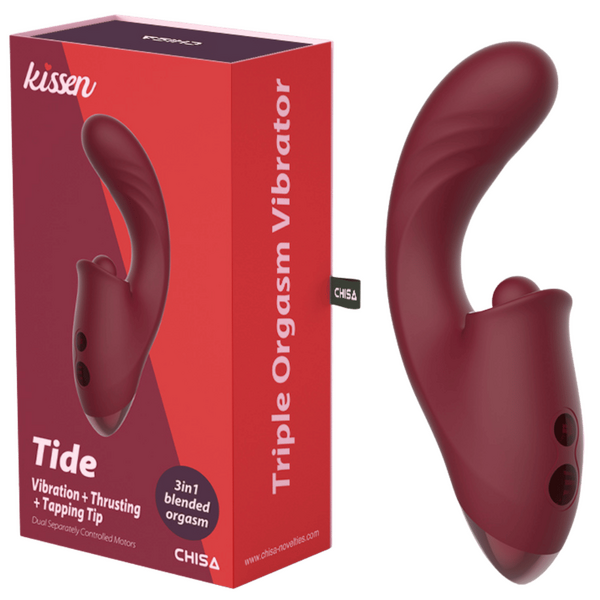 CHISA Kissen Tide Tapping Thrusting Vibrator Merlot