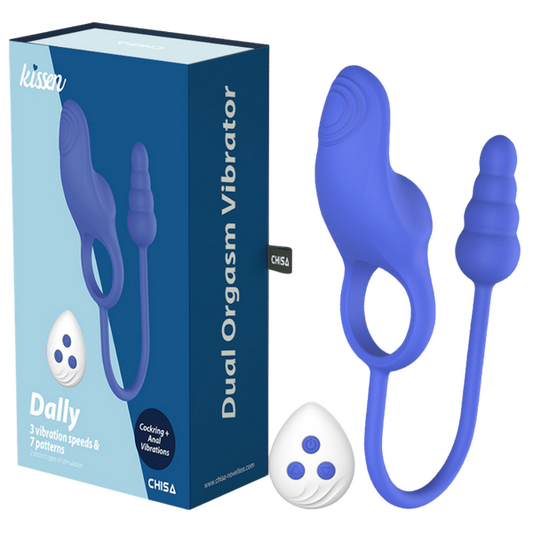 CHISA Kissen Dally Cock Ring + Anal Vibrator with Remote Blue