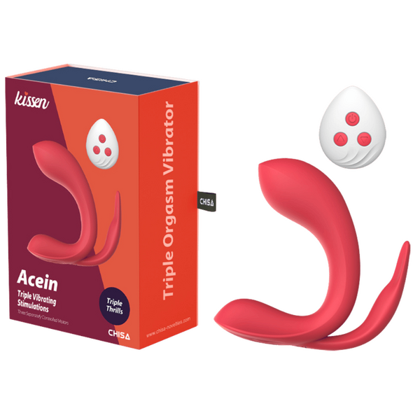 CHISA Kissen Acein Triple Vibrator with Remote Red