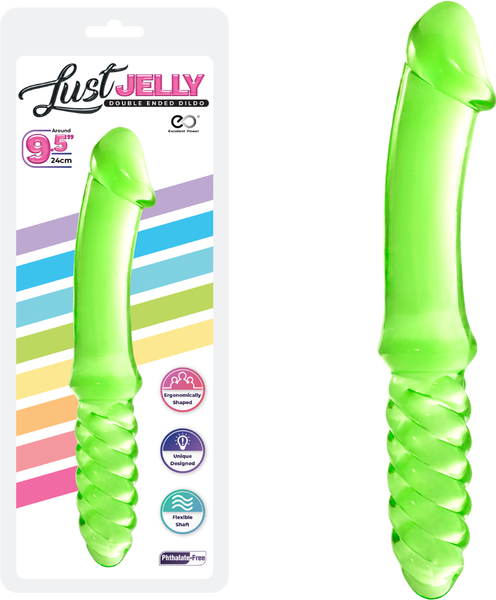 Excellent Power Lust Jelly 9.5" (24cm) Double Ended Dildo Green