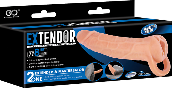 Excellent Power Extendor 2 in 1 Penis Extender & Masturbator Sleeve 8" Flesh