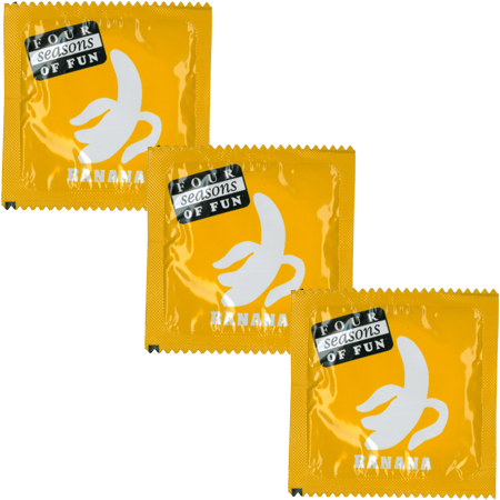 Four Seasons Naked Yellow Banana Condoms Bulk 144