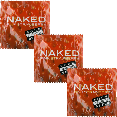 Four Seasons Naked Strawberry Condoms Bulk 144