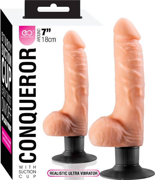 Excellent Power Conqueror 7" (18cm) Vibrating Dildo Flesh w Suction Cup