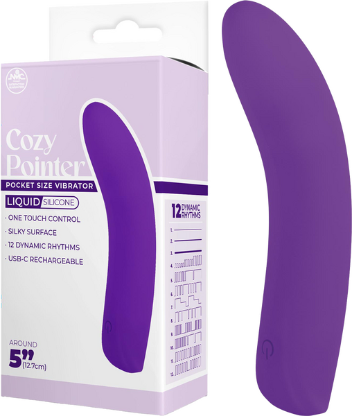 Excellent Power Cozy Pointer Liquid Silicone 5" Pocket Size Vibrator Purple