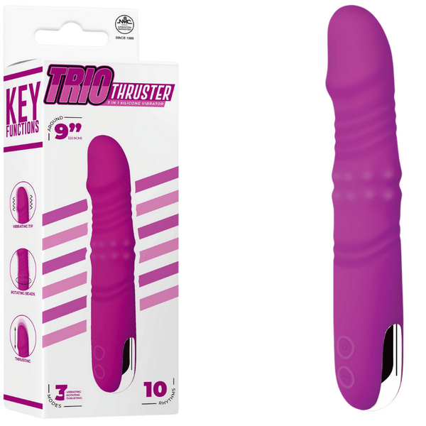 NMC Trio Thruster 3 In 1 Silicone Rotating Beads Thrusting Vibrator Purple