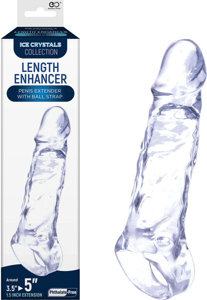 Excellent Power Ice Crystals Length Enhancer Penis Extension Sleeve 5" Clear