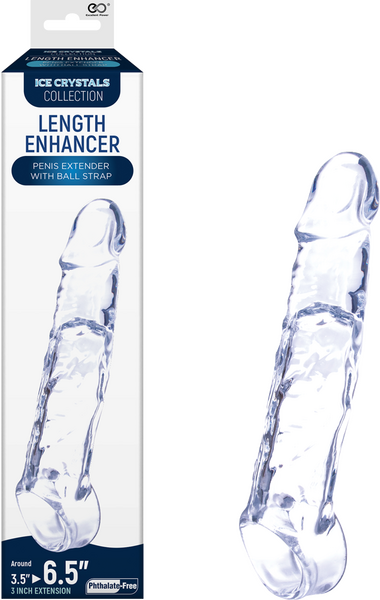 Excellent Power Ice Crystals Length Enhancer Penis Extension Sleeve 6.5" Clear