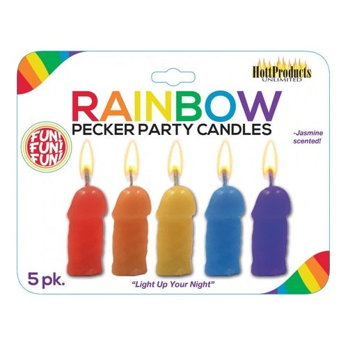 Rainbow Pecker Party Candles (5 Pack)