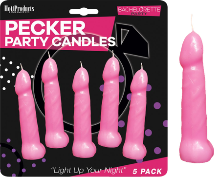 Hott Products | Bachelorette Pecker Party Pink Candles (5 Pack)