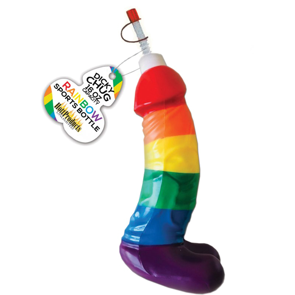 Dicky Chug Sports Bottle (Rainbow) - Penis Pecker Shaped Drink Bottle 473ml