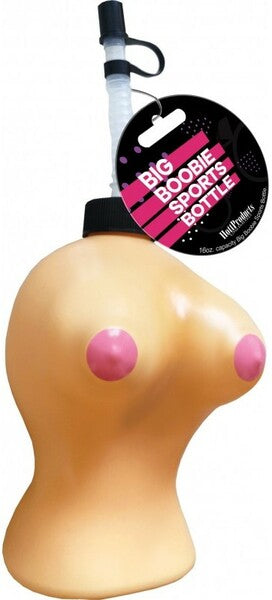 Big Boobie Sports Bottle (Flesh) - Boobie Shaped Drink Bottle 473ml