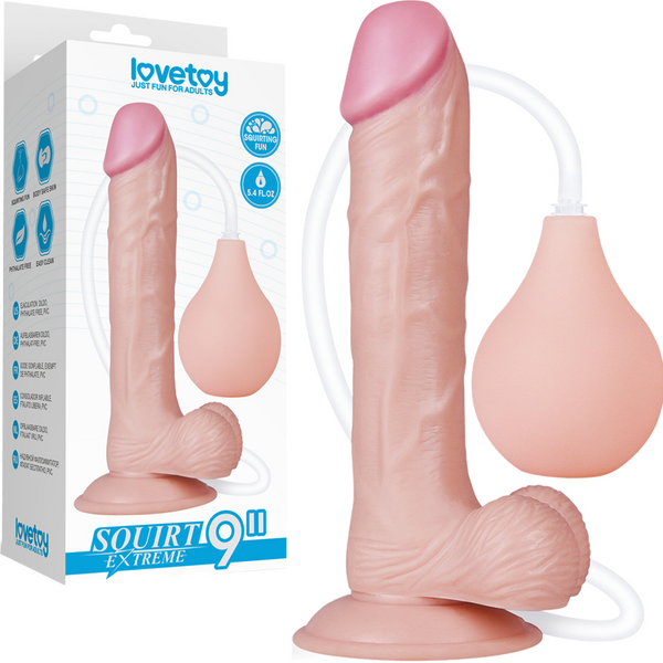 Lovetoy 9" Squirt Extreme Realistic Dildo Flesh