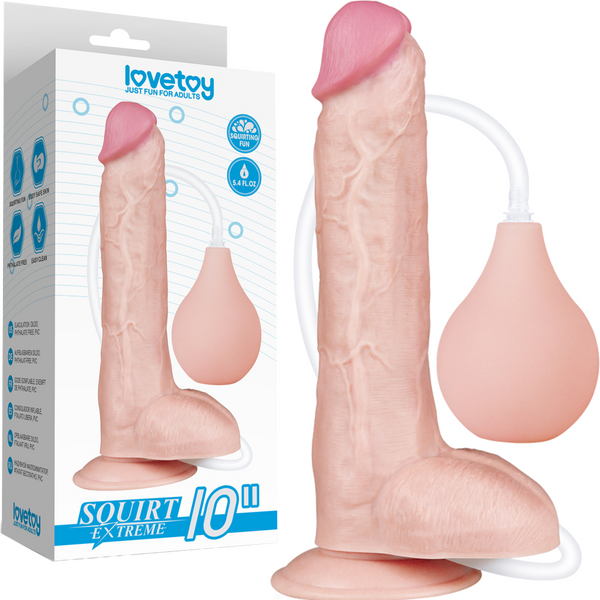 Lovetoy 10" Squirt Extreme Realistic Dildo Flesh