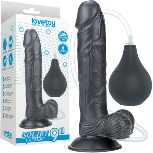 Lovetoy 9" Squirt Extreme Realistic Dildo Black