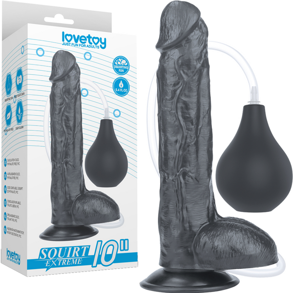 Lovetoy 10" Squirt Extreme Realistic Dildo Black