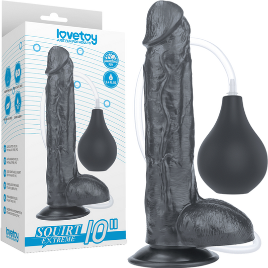 Lovetoy 10" Squirt Extreme Realistic Dildo Black