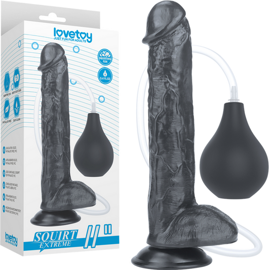 Lovetoy 11" Squirt Extreme Realistic Dildo Black