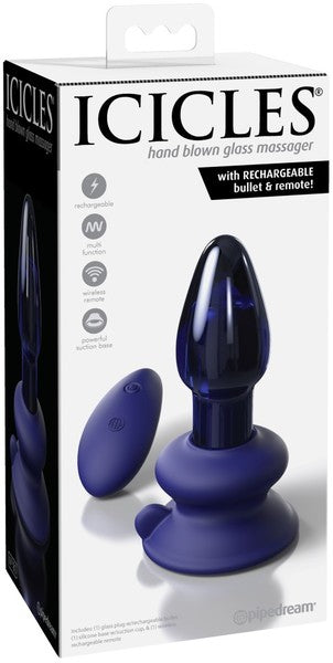 Pipedream Icicles No. 85 Vibrating Glass Plug with Remote Control Purple