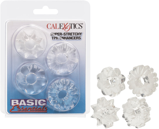 CalExotics | Basic Essentials Super-stretchy TPR Enhancers Cock Ring Set Clear