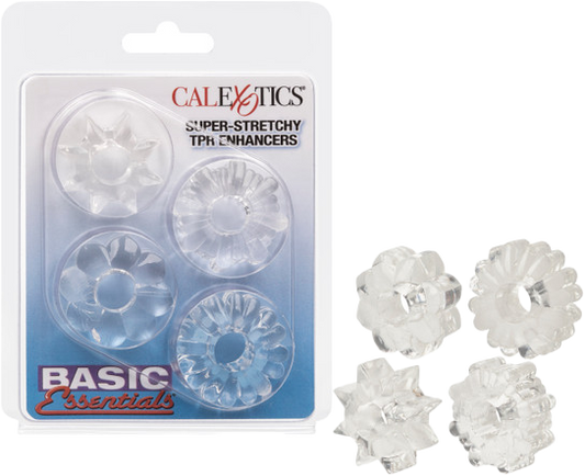 CalExotics | Basic Essentials Super-stretchy TPR Enhancers Cock Ring Set Clear