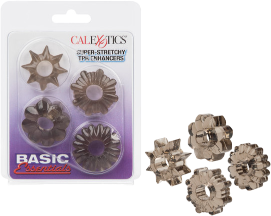 CalExotics | Basic Essentials Super-stretchy TPR Enhancers Cock Ring Set Smoke