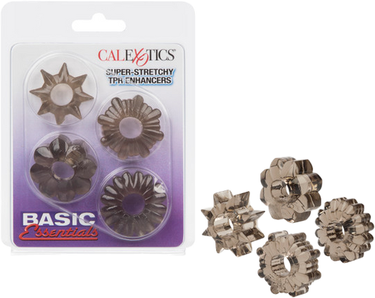 CalExotics | Basic Essentials Super-stretchy TPR Enhancers Cock Ring Set Smoke