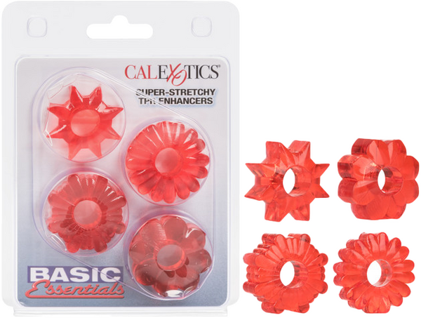 CalExotics | Basic Essentials Super-stretchy TPR Enhancers Cock Ring Set Red