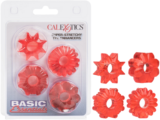 CalExotics | Basic Essentials Super-stretchy TPR Enhancers Cock Ring Set Red