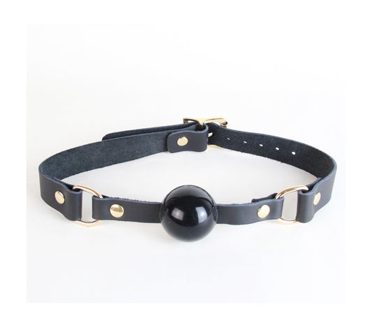 Love In Leather Leather Gag With Solid Ball & Coloured Hardware GAG048