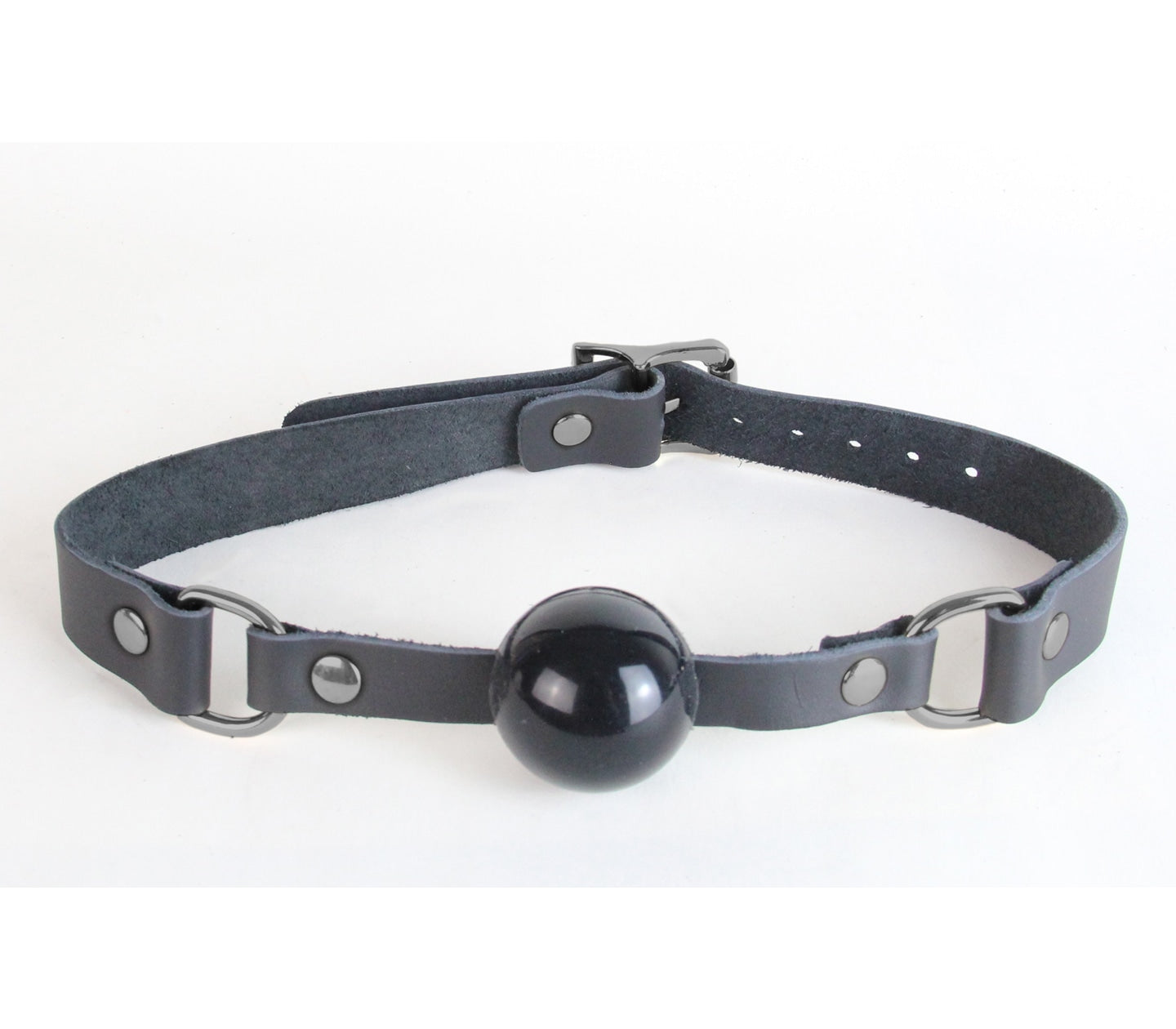 Love In Leather Leather Gag With Solid Ball & Coloured Hardware GAG048