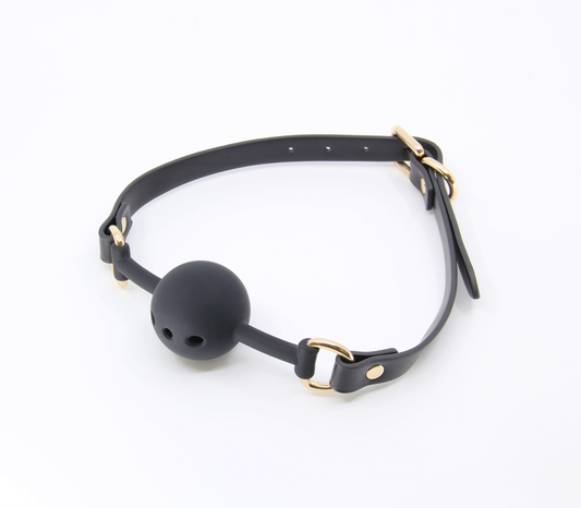 Love In Leather Faux Leather Gag With Breathable Silicone Ball