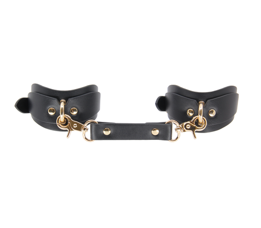 Love In Leather Shaped Faux Leather Wrist Cuffs With Gold & Rose Gold Tone