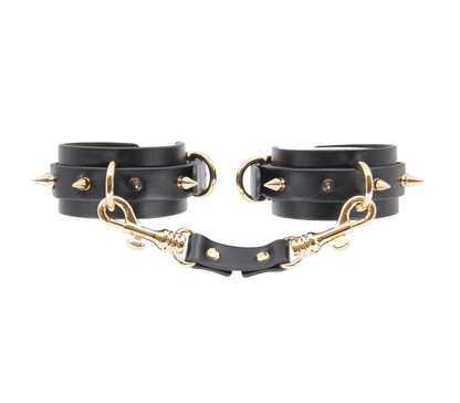 Love In Leather Spiked Faux Leather Wrist Cuffs With Gold & Rose Gold Tone