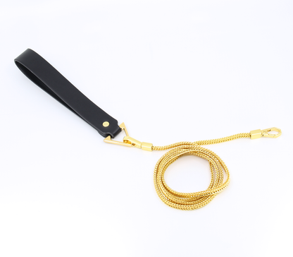 Love In Leather Gold Snake Chain Lead With Faux Leather Handle