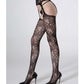 Cindy Love Floral Lace Fishnet Thigh High Stockings With Attached Garter Black Size OS