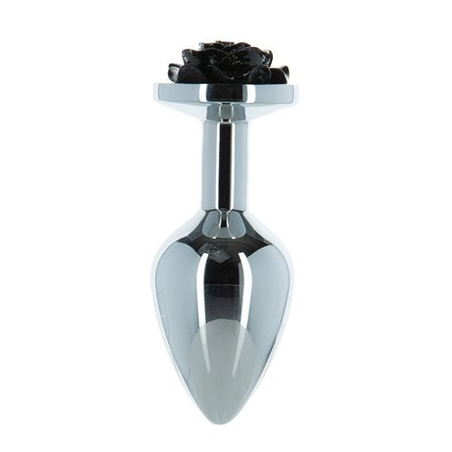 LUX Active Black Rose 3.5" Metal Anal Butt Plug