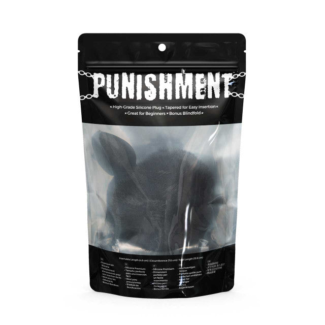 Punishment Bunny Tail Silicone Butt Plug - Black