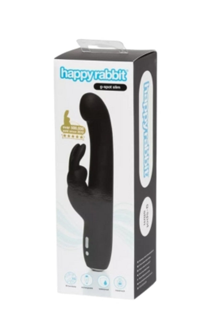 Love Honey Happy Rabbit Slimline G-Spot Rechargeable Rabbit Vibrator Black