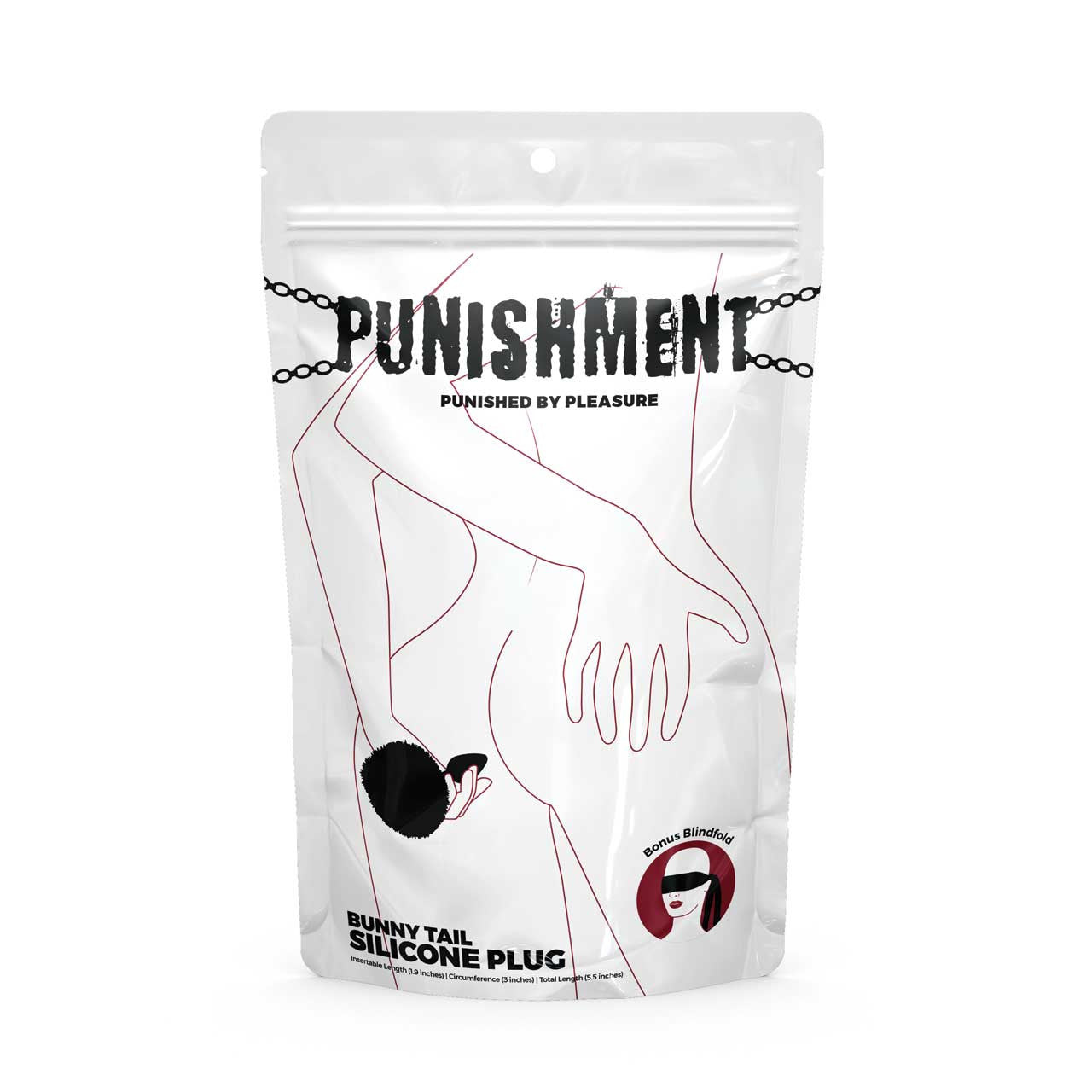 Punishment Bunny Tail Silicone Butt Plug - Black